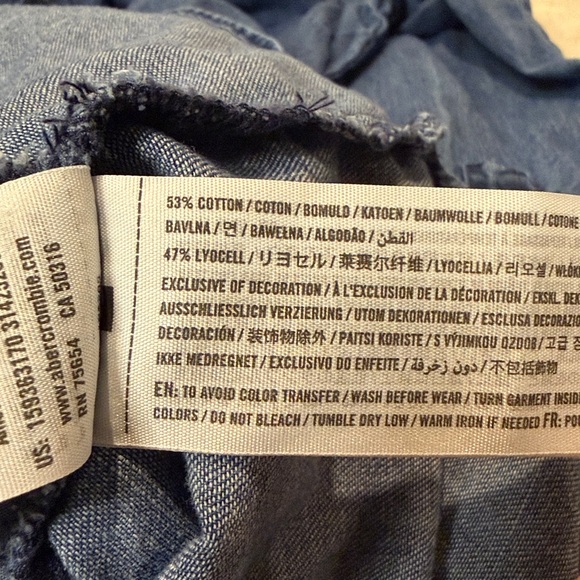 Abercrombie & Fitch- Chambray Utility Full Button Up Belted Dress- Size L TALL - Picture 8 of 8